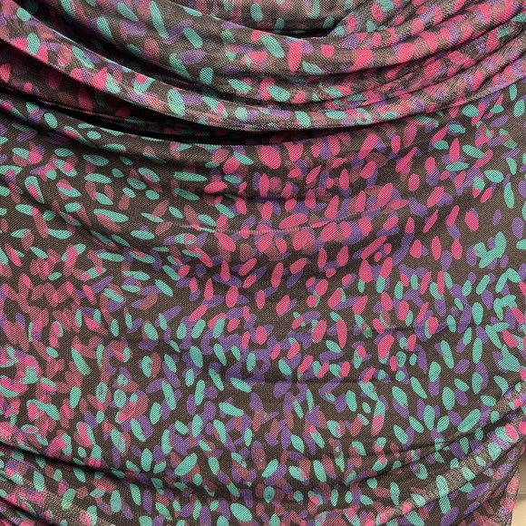 Express Off The Shoulder Long Sleeve Mesh Ruched Bodycon Dress Size Medium NWT - Picture 4 of 10